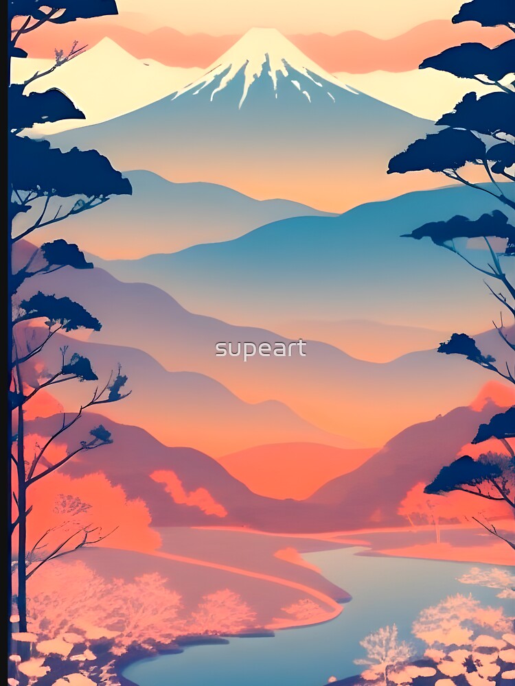 Enhance Your Space with Our Beautiful Collection of Minimalist Japanese Landscape Prints by supeart T-Shirts,... (Image 3)