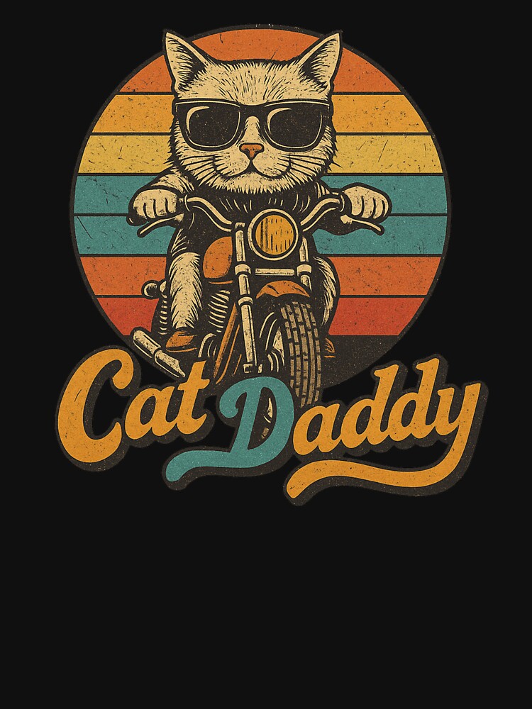 Cat Daddy Retro Motorcycle Cool Cat Design by flagylART T-Shirts, Hoodie, Sweatshirt | BlankRebels.com (Image 3)