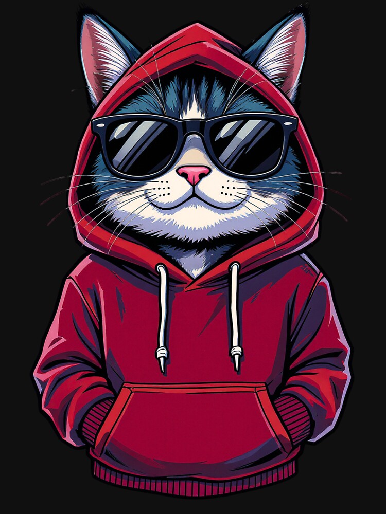 Cool Cat in Sunglasses & Hoodie | Funny Streetwear Cat Cartoon by ColorSplash123 T-Shirts, Sweatshirt (Image 3)