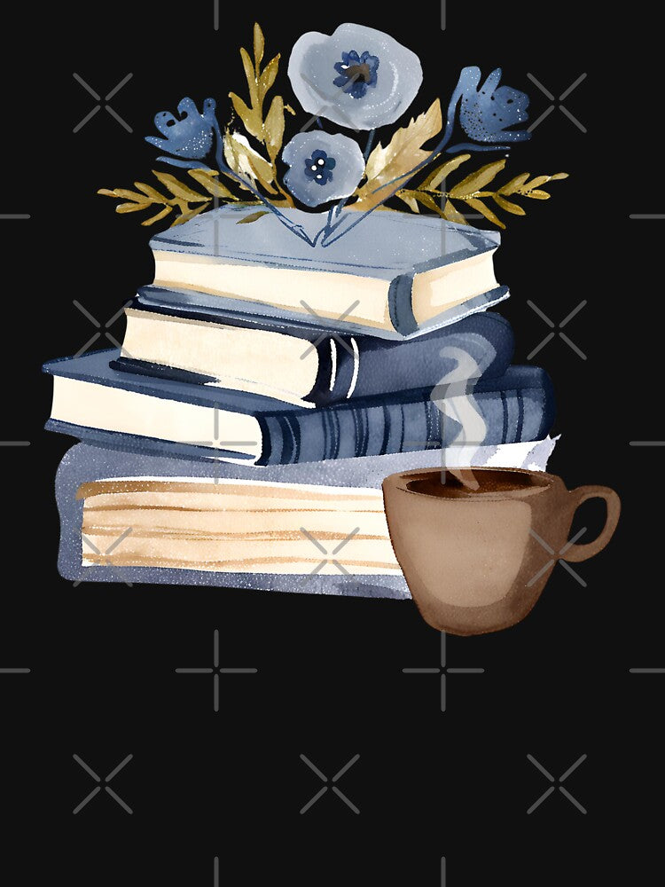Books Coffee Flowers, Blue Watercolor by FarmOfCuties T-Shirts, Hoodie, Sweatshirt | BlankRebels.com (Image 3)