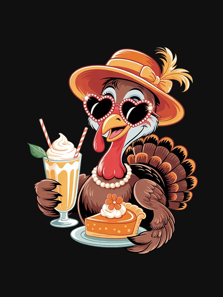 Turkey Coffee Pumpkin Pie Thanksgiving Turkey Day Girl Women by MythWoot T-Shirts, Hoodie, Sweatshirt (Image 3)