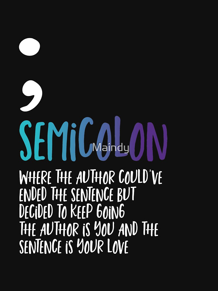 Semicolon T-shirt Suicide Prevention T-shirt Purple and Blue Ribbon T-shirt by Maindy Hoodie, Sweatshirt (Image 3)
