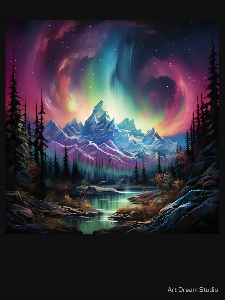 Aurora borealis light landscape 2 by Art by Lilia T-Shirts, Hoodie, Sweatshirt | BlankRebels.com (Image 3)