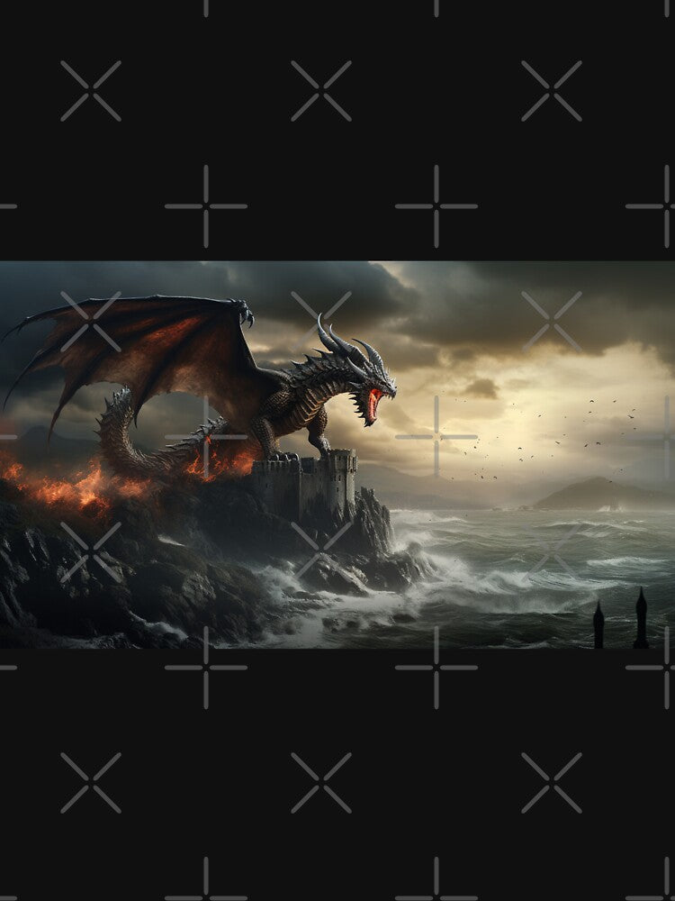 Dark Fantasy Landscape - Fire Dragon Roaring by Fantasy Masterpiece T-Shirts, Hoodie, Sweatshirt | BlankRebels.com (Image 3)