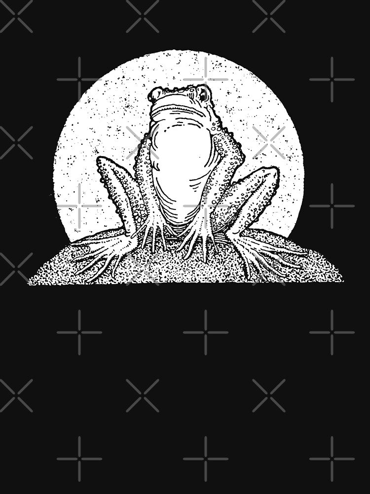 Cute Vintage Cottagecore Frog Sitting: Grumpy Sad Toad under Full Moon, Goblincore Emo Froggy, Meadowcore... (Image 3)