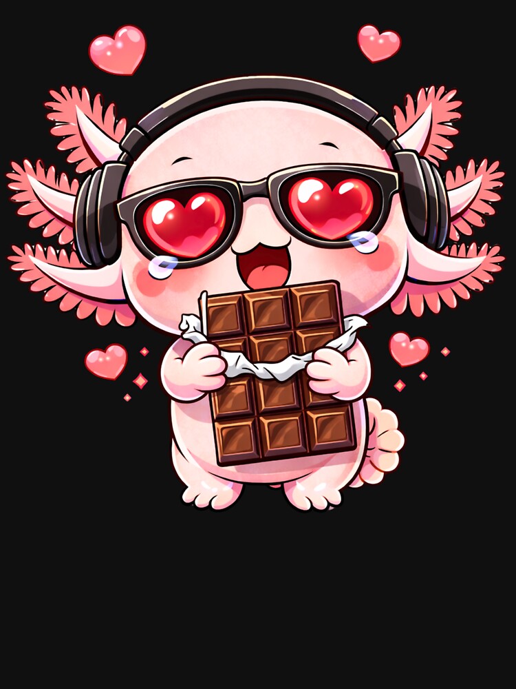 Chocolate Lover Axolotl – Cute Kawaii Axolotl Holding Chocolate Chibi Anime Dessert Design by ColorSplash123... (Image 3)
