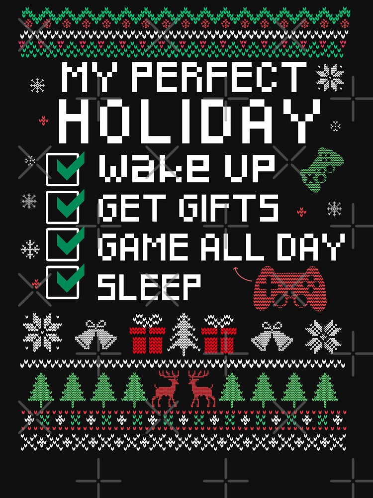 My Perfect Holiday Video Games Funny Cool Gamer Gift Ugly Christmas Party by FunSilly T-Shirts, Hoodie, Sweatshirt (Image 3)
