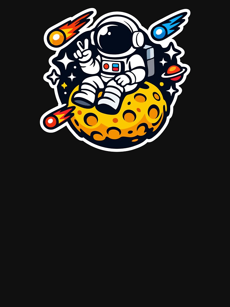 Chill Astronaut on Moon Space Adventure Sticker by Mikoff04-arts T-Shirts, Hoodie, Sweatshirt | BlankRebels.com (Image 3)