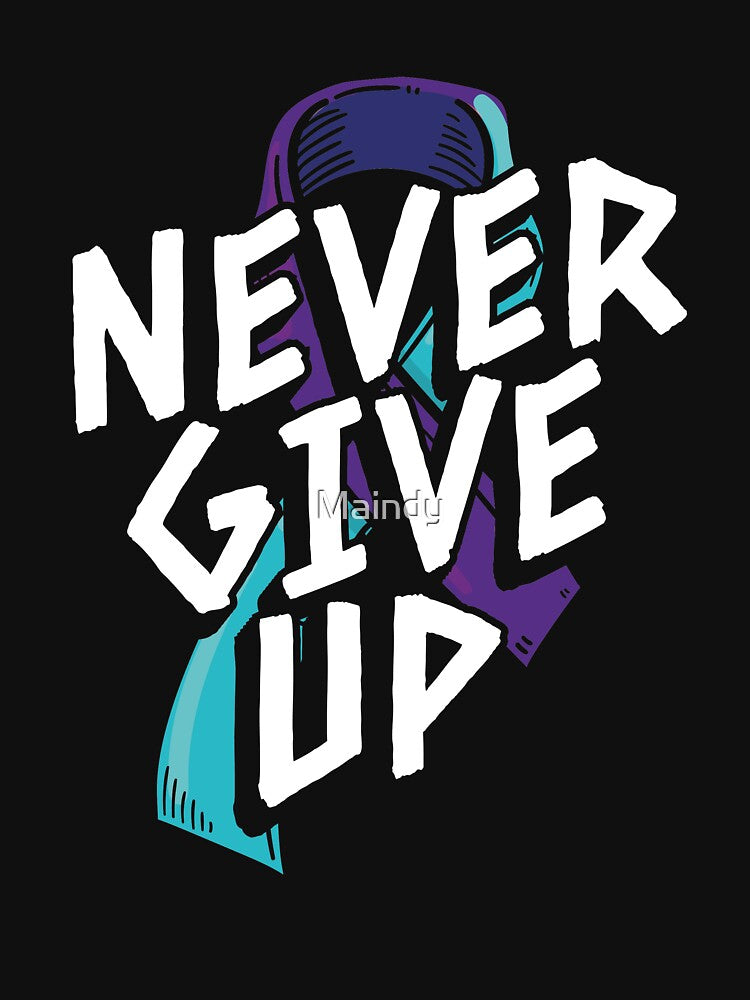 Never Give Up T-shirt Suicide Prevention T-shirt Purple and Blue Ribbon T-shirt by Maindy Hoodie, Sweatshirt (Image 3)