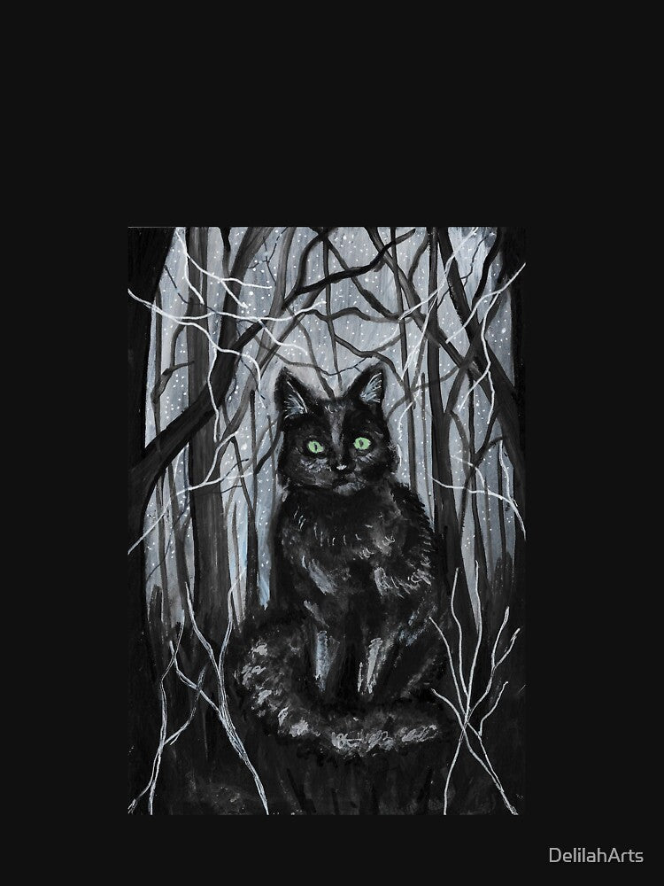 Black cat - black and white painting by DelilahArts T-Shirts, Hoodie, Sweatshirt | BlankRebels.com (Image 3)