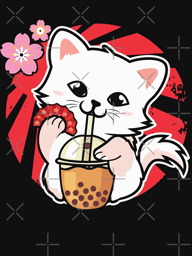 Cute Kawaii Neko Japanese Cat lovers Cat boba tea bubble tea by ReichBourne T-Shirts, Hoodie, Sweatshirt (Image 3)
