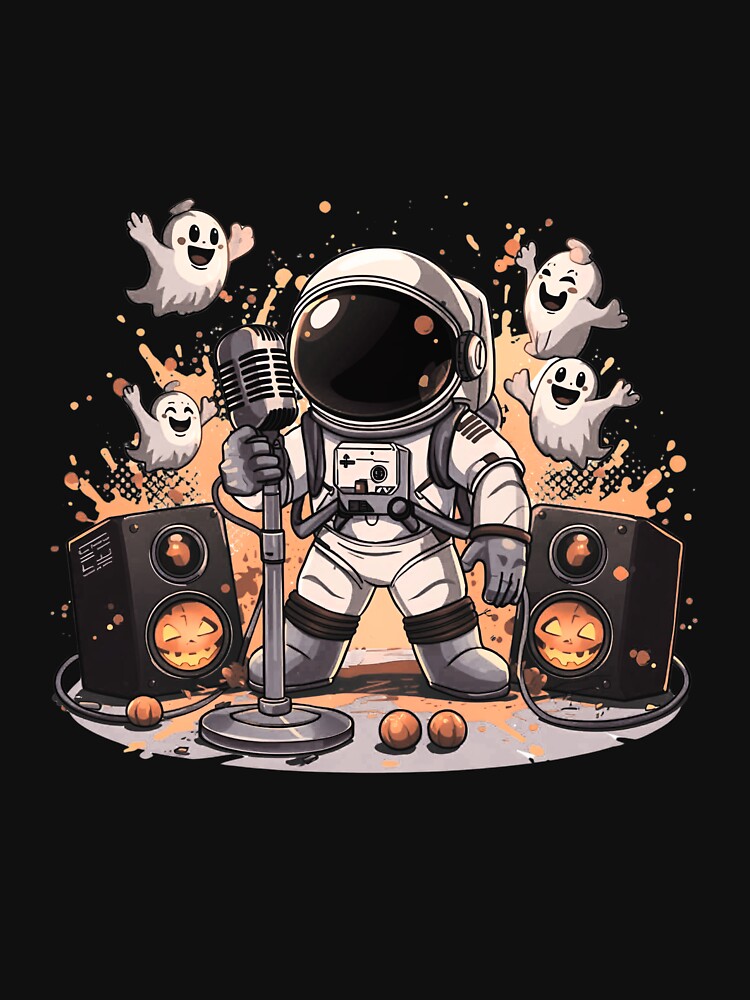 Cute Astronaut Singing Halloween Cartoon | Space Music Artwork by ColorSplash123 T-Shirts, Hoodie, Sweatshirt (Image 3)