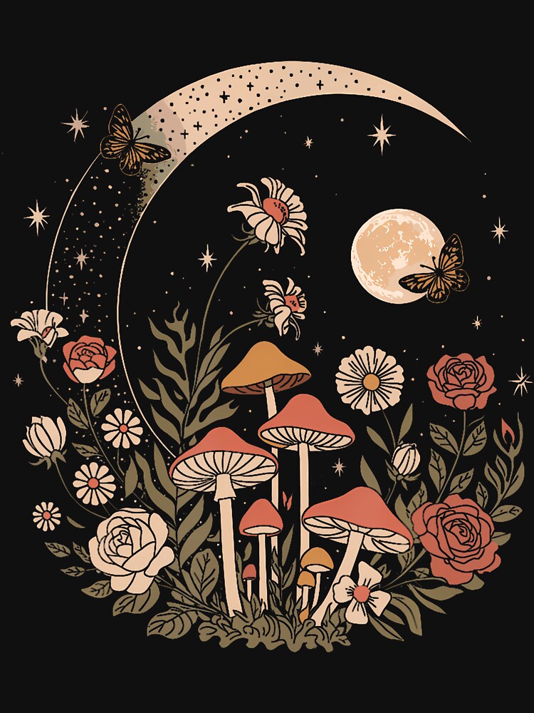 Goblincore Dark Cottage Core Moon Mushrooms Aesthetic by mischwpwarso T-Shirts, Hoodie, Sweatshirt (Image 3)
