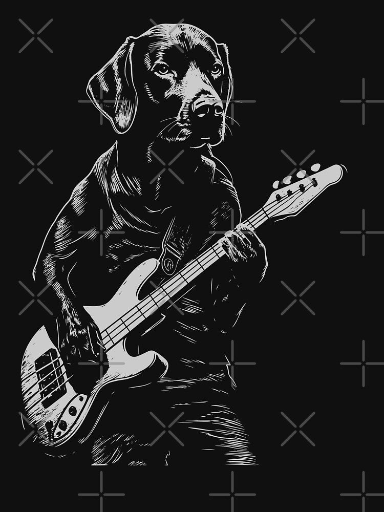 Funny Black Labrador Guitarist Bass Guitar Mom Dad Kids by rafaeltto