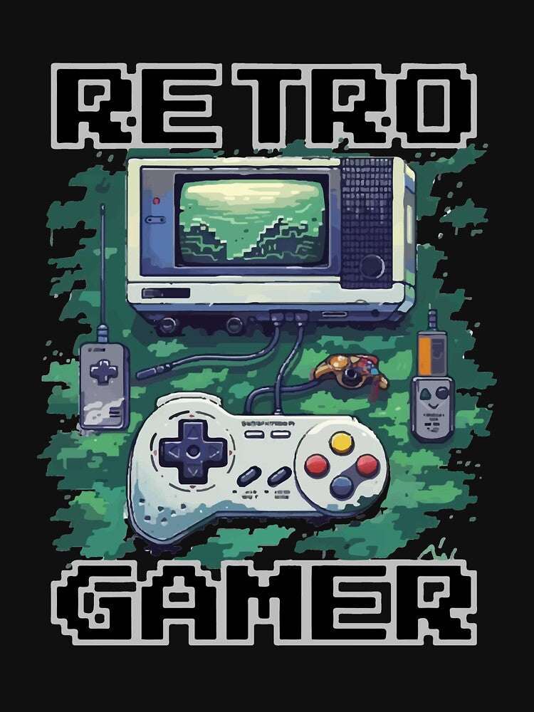 Old School Video Games – Retro Pixel Artwork | Retro Gamer Pixel Tee by Hussar08 Hoodie, Sweatshirt (Image 3)
