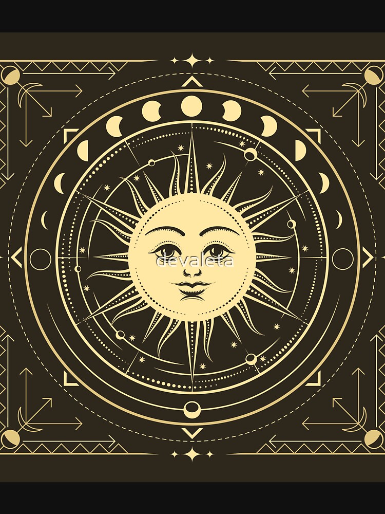 Medieval Symbol of Sun with Phases of Moon and Planets by devaleta T-Shirts, Hoodie, Sweatshirt | BlankRebels.com (Image 3)