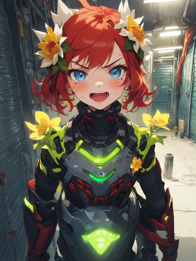 Manga sci-fi girl with flowers in alley by TheArtistOf2022 T-Shirts, Hoodie, Sweatshirt | BlankRebels.com (Image 2)