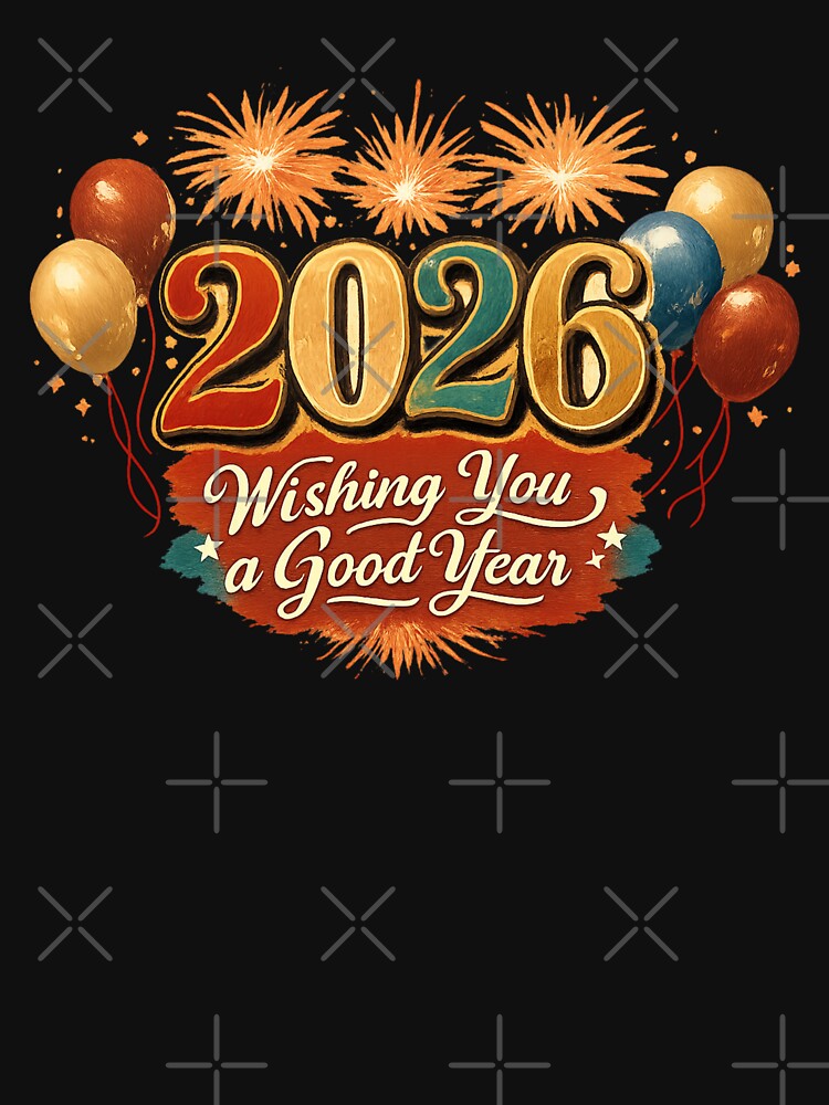 Happy New Year 2026 Vintage Fireworks Illustration – Retro Celebration Art by phiawdesign9 T-Shirts, Hoodie,... (Image 2)