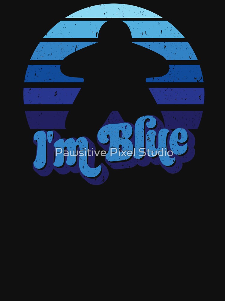 I'm Blue Meeple Retro Sunset for Board Game Night by Pawsitive Pixel Studio T-Shirts, Hoodie, Sweatshirt (Image 3)
