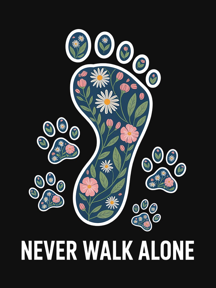 Alone Never Paw Walking Dog Flower Animal Pet Lover by EllenJast T-Shirts, Hoodie, Sweatshirt | BlankRebels.com (Image 3)