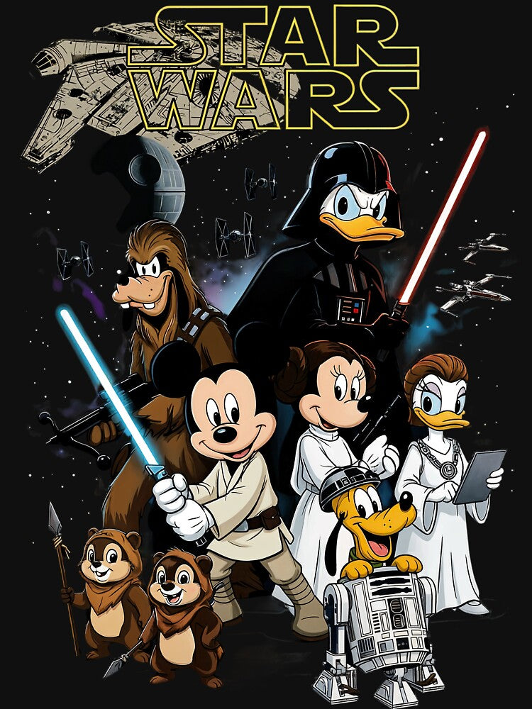 Retro Cartoon Space Saga Jedi Friends T-Shirt | Vintage Sci-Fi Parody Graphic Tee by maitivi Hoodie, Sweatshirt (Image 3)