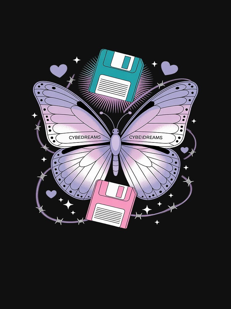 Y2K Butterfly Floppy Disk Art Digital Nostalgia by NetoGalaxy T-Shirts, Hoodie, Sweatshirt | BlankRebels.com (Image 3)