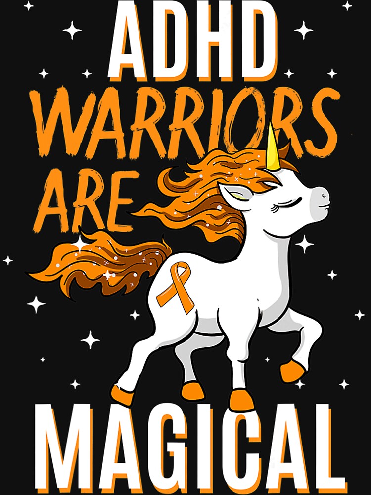 Adhd Magical Unicorn Hyperactivity Orange Ribbon Impulsivity by BarthJade T-Shirts, Hoodie, Sweatshirt (Image 3)