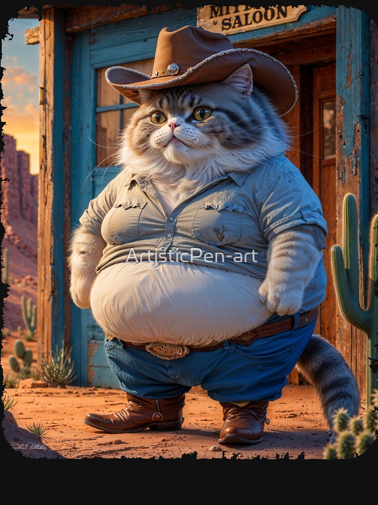 A cute and funny chubby cowboy cat Western by ArtisticPen-art T-Shirts, Hoodie, Sweatshirt | BlankRebels.com (Image 3)