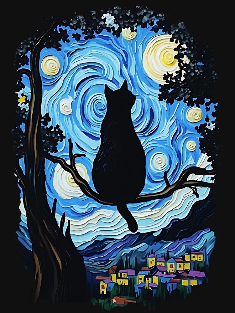 Cat Starry Night Van Gogh – Gift for Cat Lovers, Cat Mom, Cat Dad by KohinurHere
