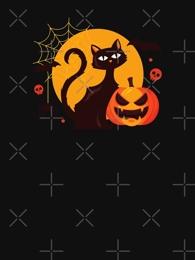 Black Cat & Pumpkin Halloween Shirt by Happy-PrintZ