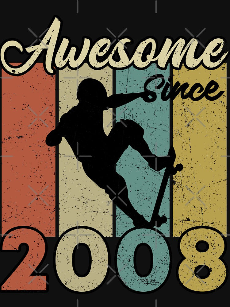 14th Birthday Awesome Since 2008 Skateboard 14 Years Old by TheWildStyle T-Shirts, Hoodie, Sweatshirt (Image 3)