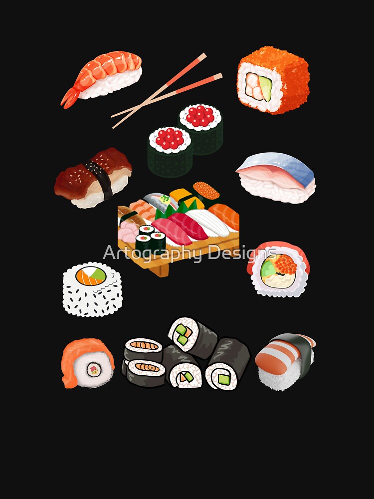Sushi Heaven Sashimi Nigiri Maki Sushi Rice Urimaki by Artography Designs T-Shirts, Hoodie, Sweatshirt (Image 3)