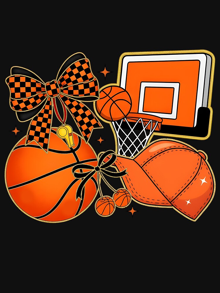 Checkered Basketball Coquette Bow Game Day Basketball by KroghDs T-Shirts, Hoodie, Sweatshirt | BlankRebels.com (Image 3)