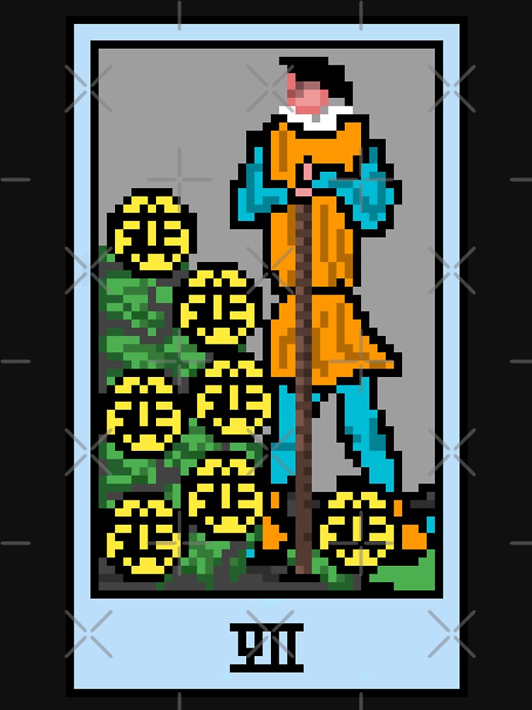Wait Is This Pixel Art Tarot? Black Minor Arcana 'Seven Pentacles' ( Stickers Other Accessories) T-Shirts, Hoodie, Sweatshirt