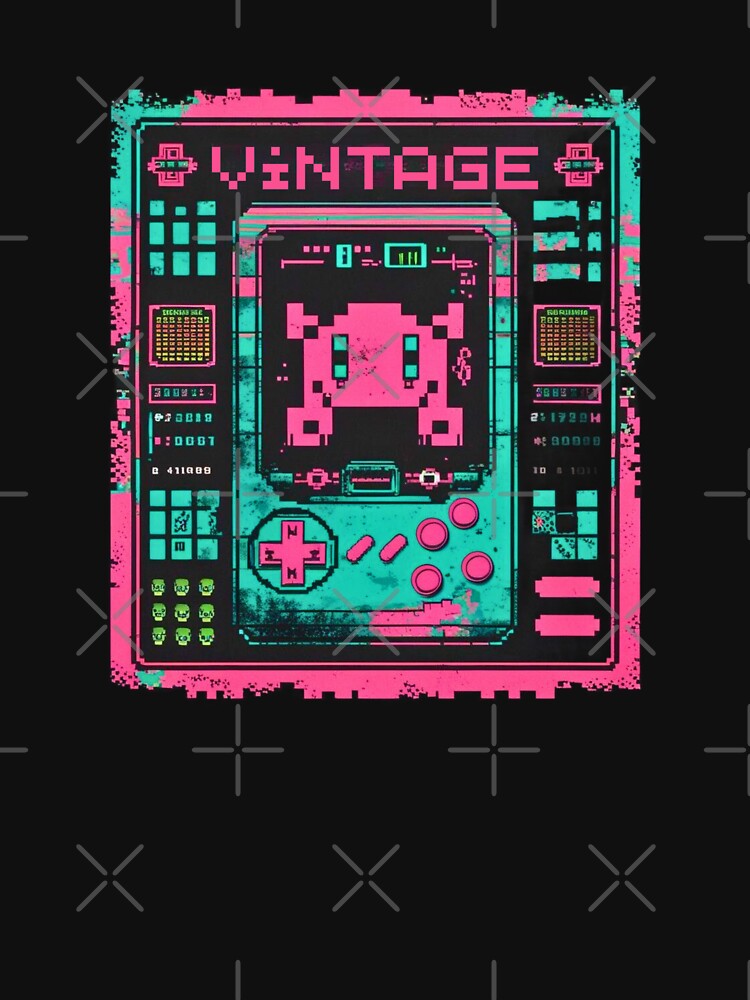 VINTAGE - Retro Handheld Gaming Console Pixel Art by Frame of Mind T-Shirts, Hoodie, Sweatshirt | BlankRebels.com (Image 3)