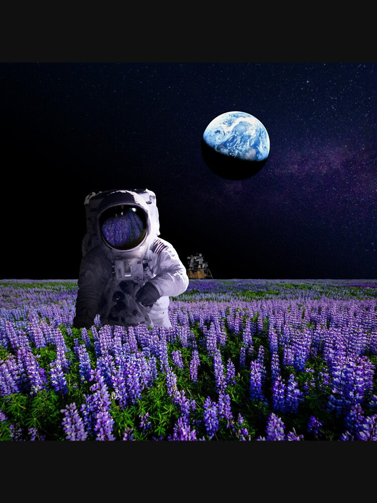 Astronaut on a Lavender Field Moon by Laser Brain, Ink. T-Shirts, Hoodie, Sweatshirt | BlankRebels.com (Image 2)