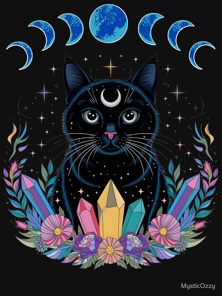 Moonlit Whiskers & Crystal Spells by MysticOzzy T-Shirts, Hoodie, Sweatshirt | BlankRebels.com (Image 3)