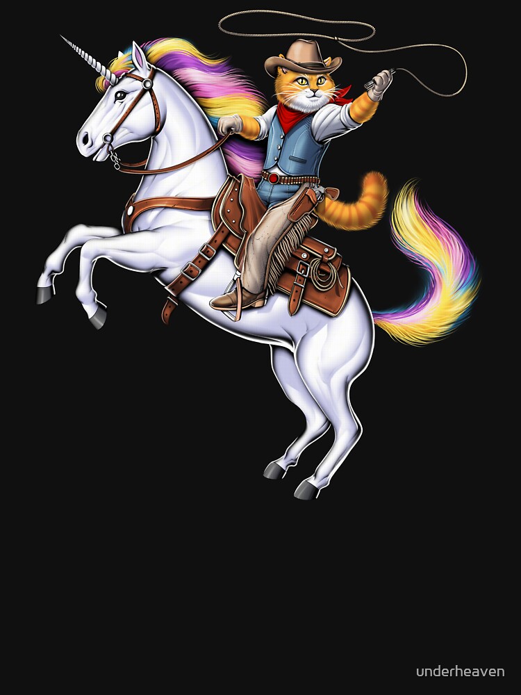 Cat Cowboy Riding Rodeo Unicorn by underheaven T-Shirts, Hoodie, Sweatshirt | BlankRebels.com (Image 3)