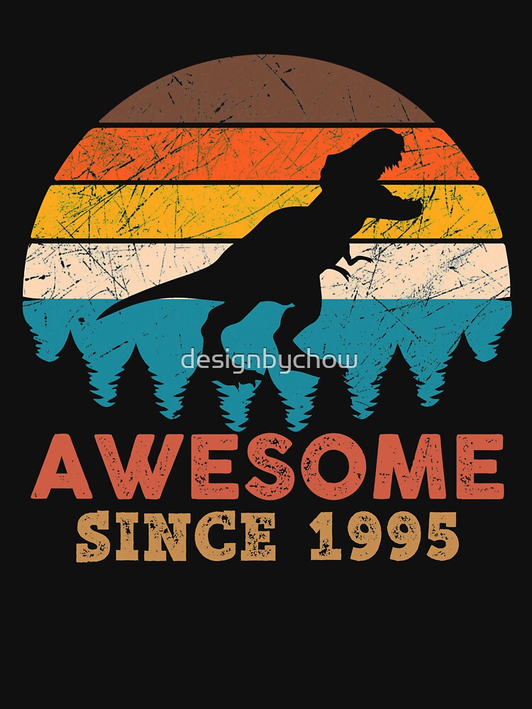 Awesome Since 1995 Retro Vintage Dinosaur 26th Birthday Gift by designbychow T-Shirts, Hoodie, Sweatshirt (Image 3)