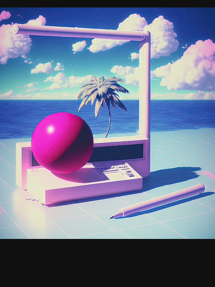 Digital Paradise: A Vaporwave Escape to Synthetic Worlds by Mullet Monkey T-Shirts, Hoodie, Sweatshirt (Image 3)