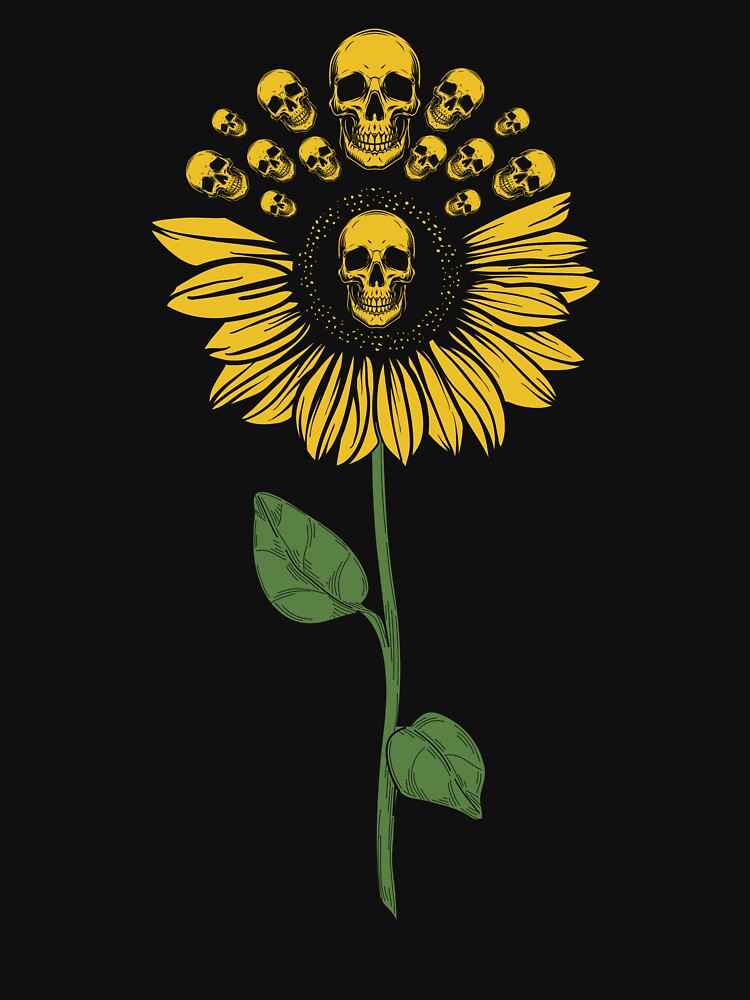 Flower Skull Funny Sun Flower Halloween by DNW-art T-Shirts, Hoodie, Sweatshirt | BlankRebels.com (Image 3)