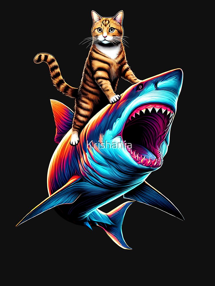 Funny Cat Riding Shark Kitten Lover by Kimberley King Art  King Art T-Shirts, Hoodie, Sweatshirt | BlankRebels.com (Image 3)