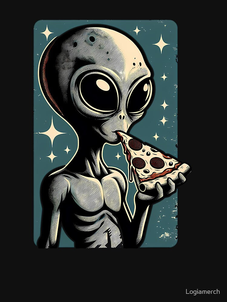 Funny Alien Pizza Lover, Retro Style by Logiamerch T-Shirts, Hoodie, Sweatshirt | BlankRebels.com (Image 3)