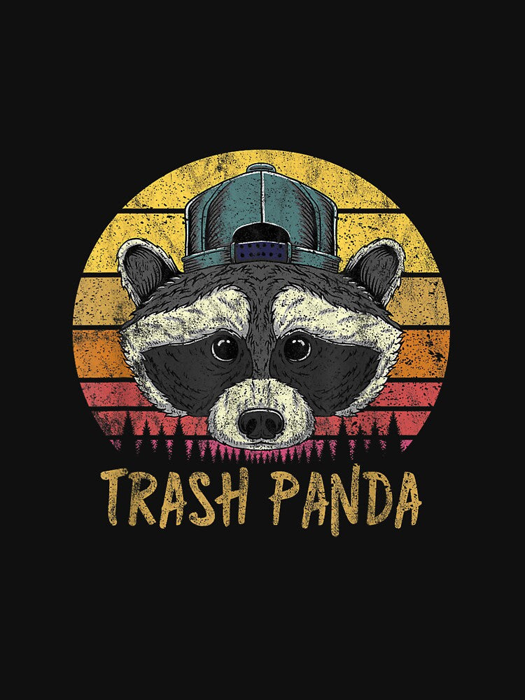 Raccoon Trash Panda Retro Sunset Funny Vintage Graphic Print T-Shirt by YolandaRoberts Hoodie, Sweatshirt (Image 3)