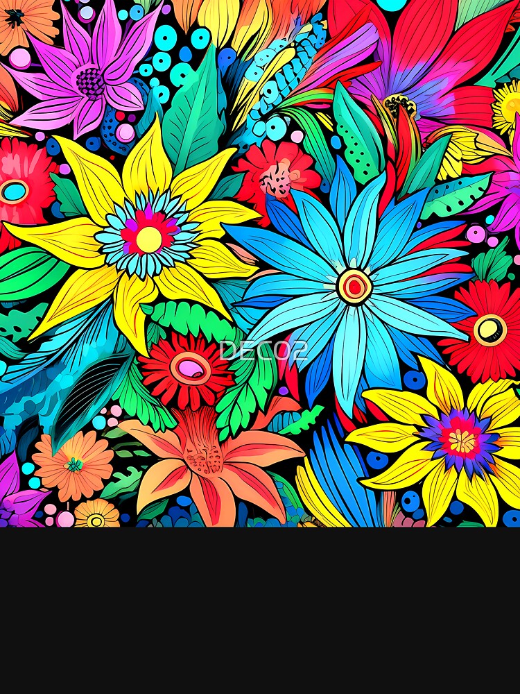 Retro 1960's Colorful And Vibrant Hippie Flowers Art by DEC02 T-Shirts, Hoodie, Sweatshirt | BlankRebels.com (Image 3)
