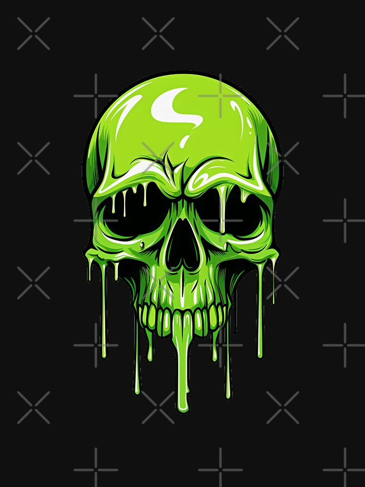 Green Dripping Skull | Green Melting Skull | Graffiti Skull by CoolHippoQuotes T-Shirts, Hoodie, Sweatshirt (Image 3)