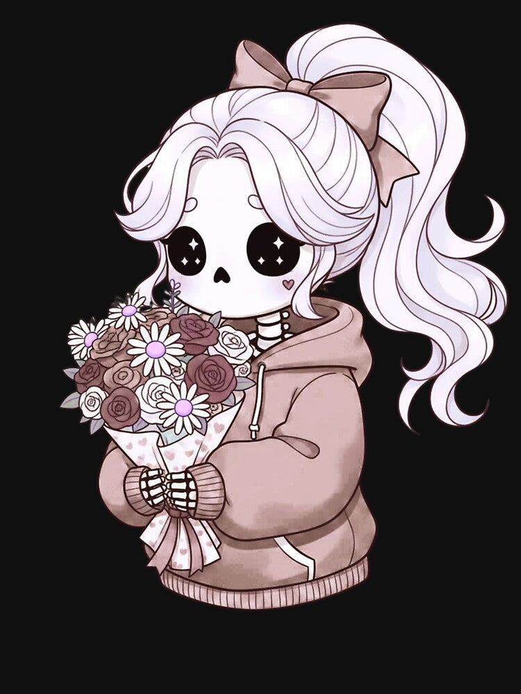 Skeleton Girl with Flowers | Cute Kawaii Gothic Romance Valentine’s Design by ColorSplash123 T-Shirts, Hoodie,... (Image 3)