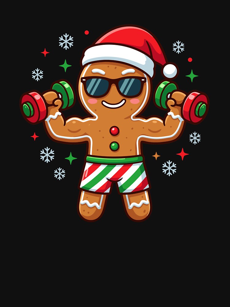 Christmas Gingerbread Man Weightlifter Gym Funny Workout Gear by DynamicDesign T-Shirts, Hoodie, Sweatshirt (Image 3)