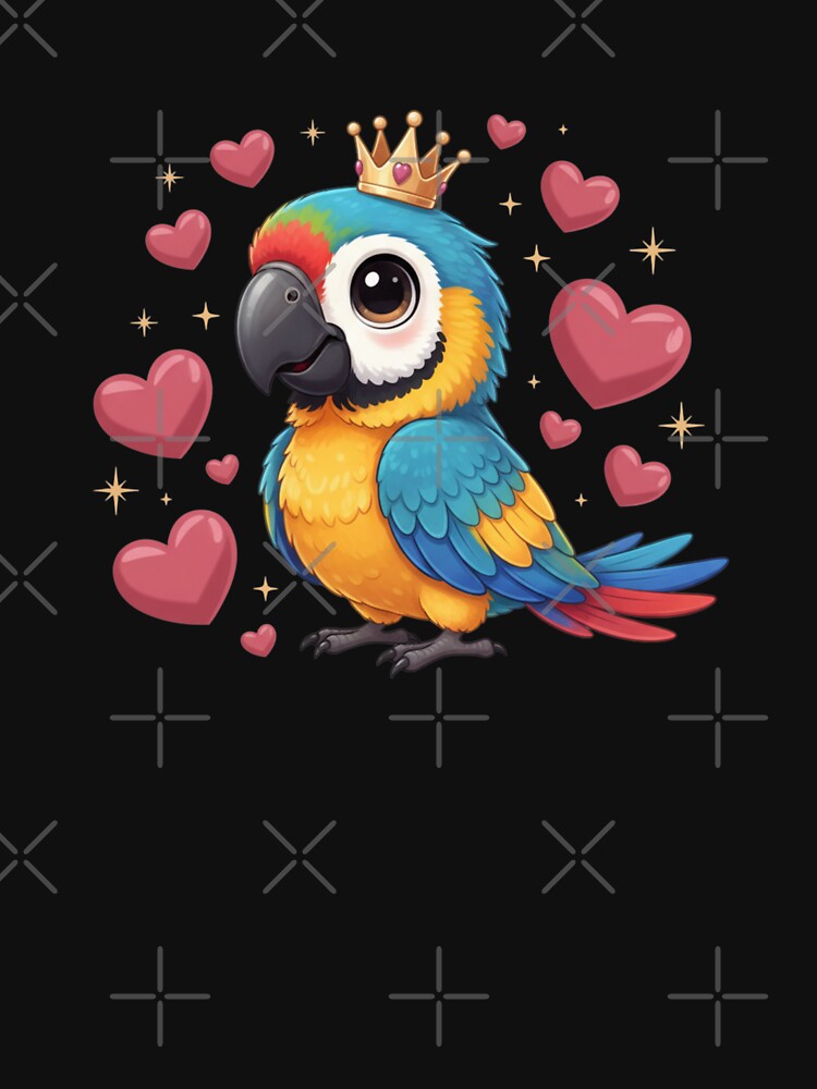 Cute Parrot Pet Owner Crown Macaw Bird Lover Hearts by CORJIDOG-ART T-Shirts, Hoodie, Sweatshirt | BlankRebels.com (Image 3)