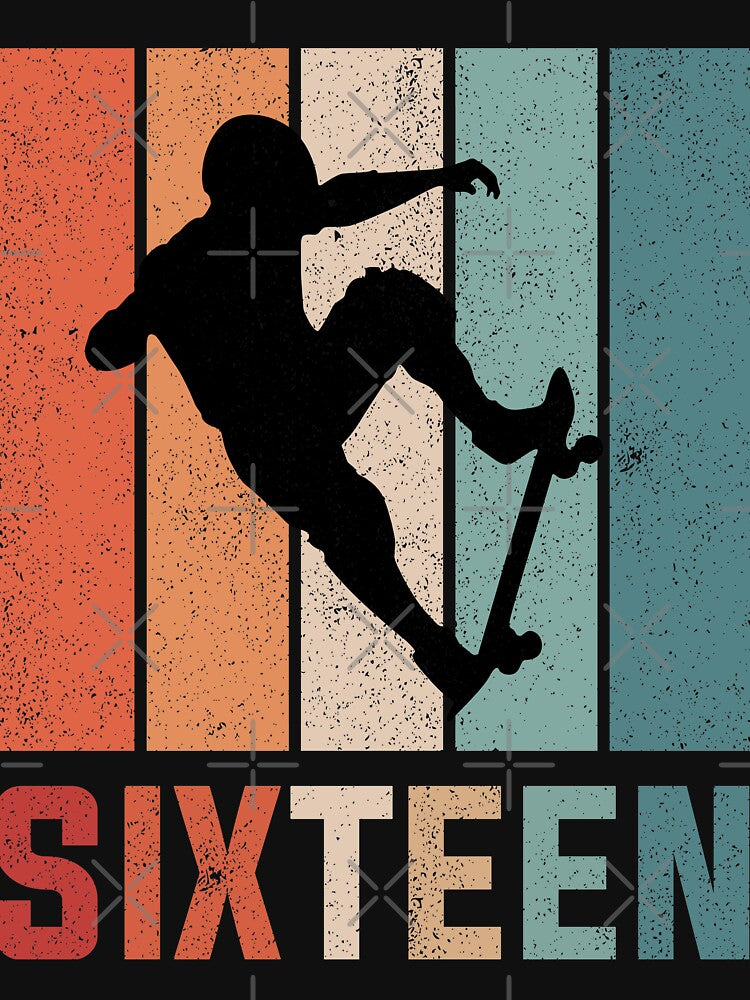 16th Birthday Skateboard Retro 16 Years Old by RetroStyle247 T-Shirts, Hoodie, Sweatshirt | BlankRebels.com (Image 3)